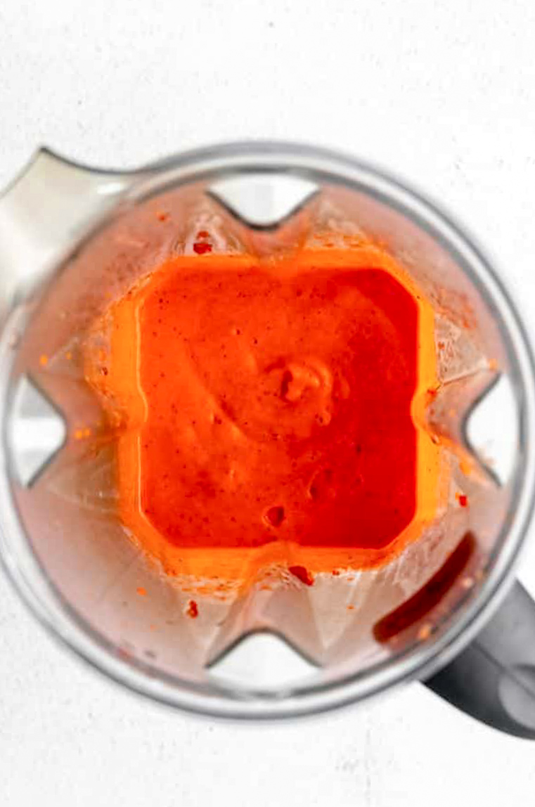 Ingredients for homemade Tomato Soup in a blender.