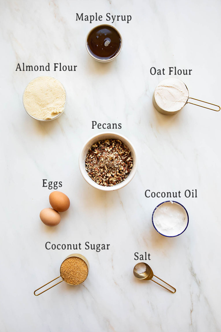 Ingredients for easy Pecan Pie Bars recipe.