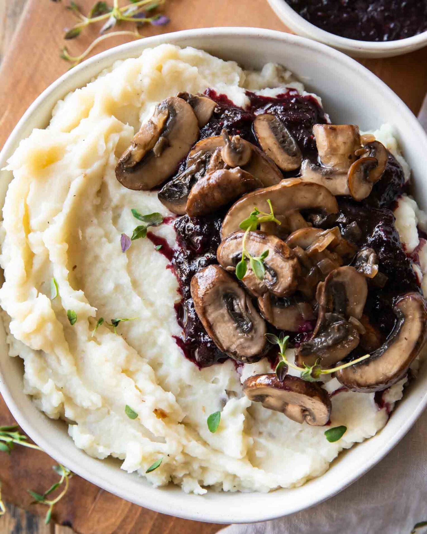 Top shot photo of Slow Cooker Mashed Potatoes in a bowl.