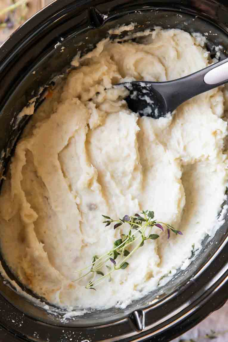 Mashed potatoes made in a slow cooker.