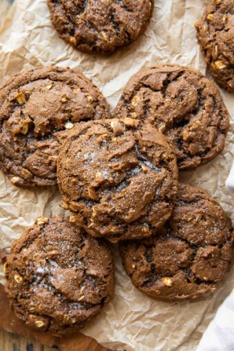 Top shot photo of Spiced Oatmeal Molasses Cookies recipe.