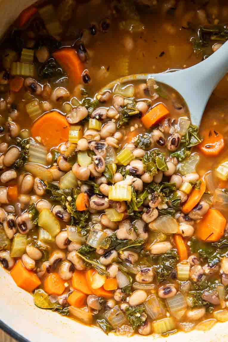 Black Eyed Pea Soup recipe in a dutch oven.