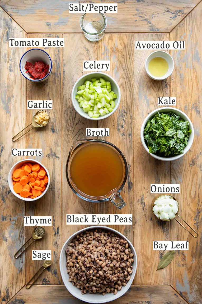 Ingredients for Black Eyed Pea Soup easy recipe.