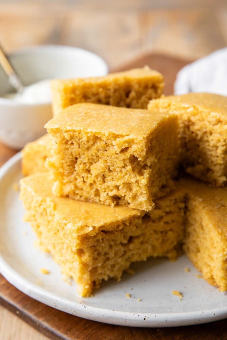 Angled photo of Cornbread Recipe that's easy to make.