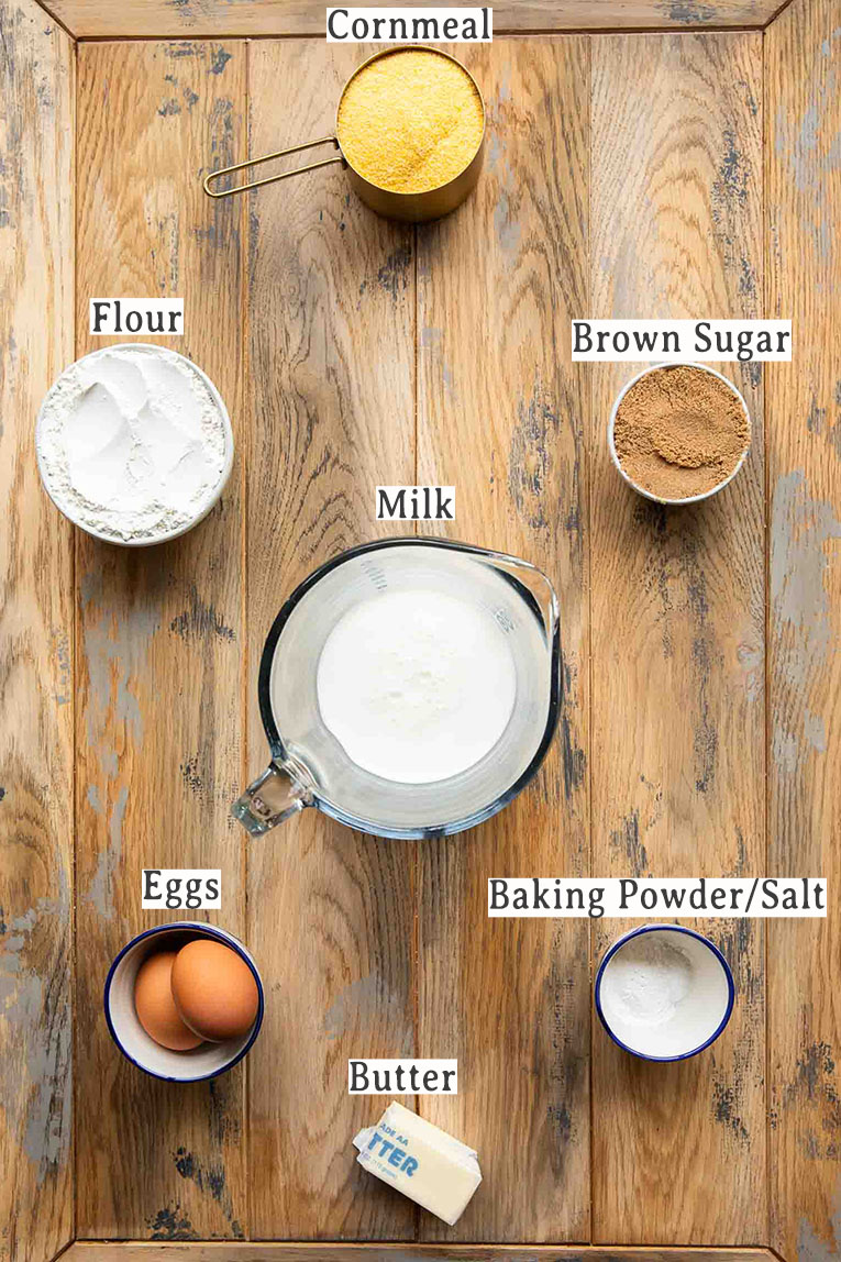 Ingredients for easy cornbread recipe.