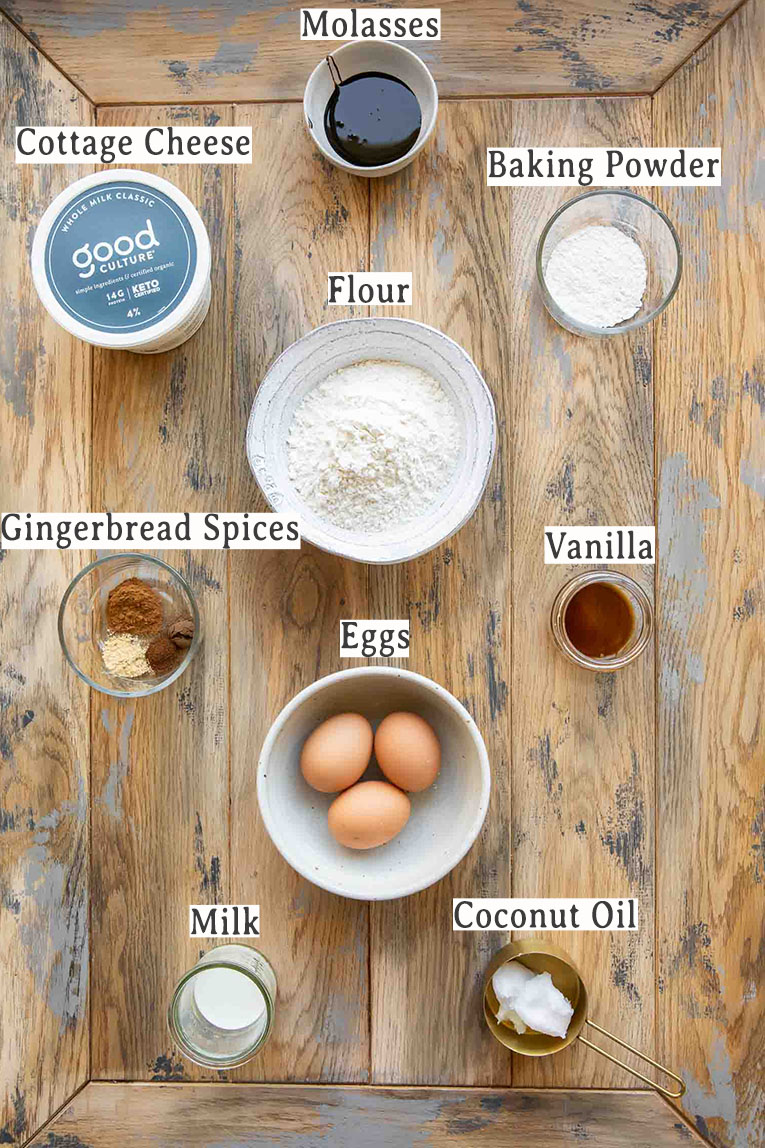 Ingredients for Gingerbread Protein Pancakes recipe.