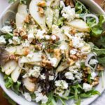 Pear & Goat Cheese Salad over mixed greens and arugula.