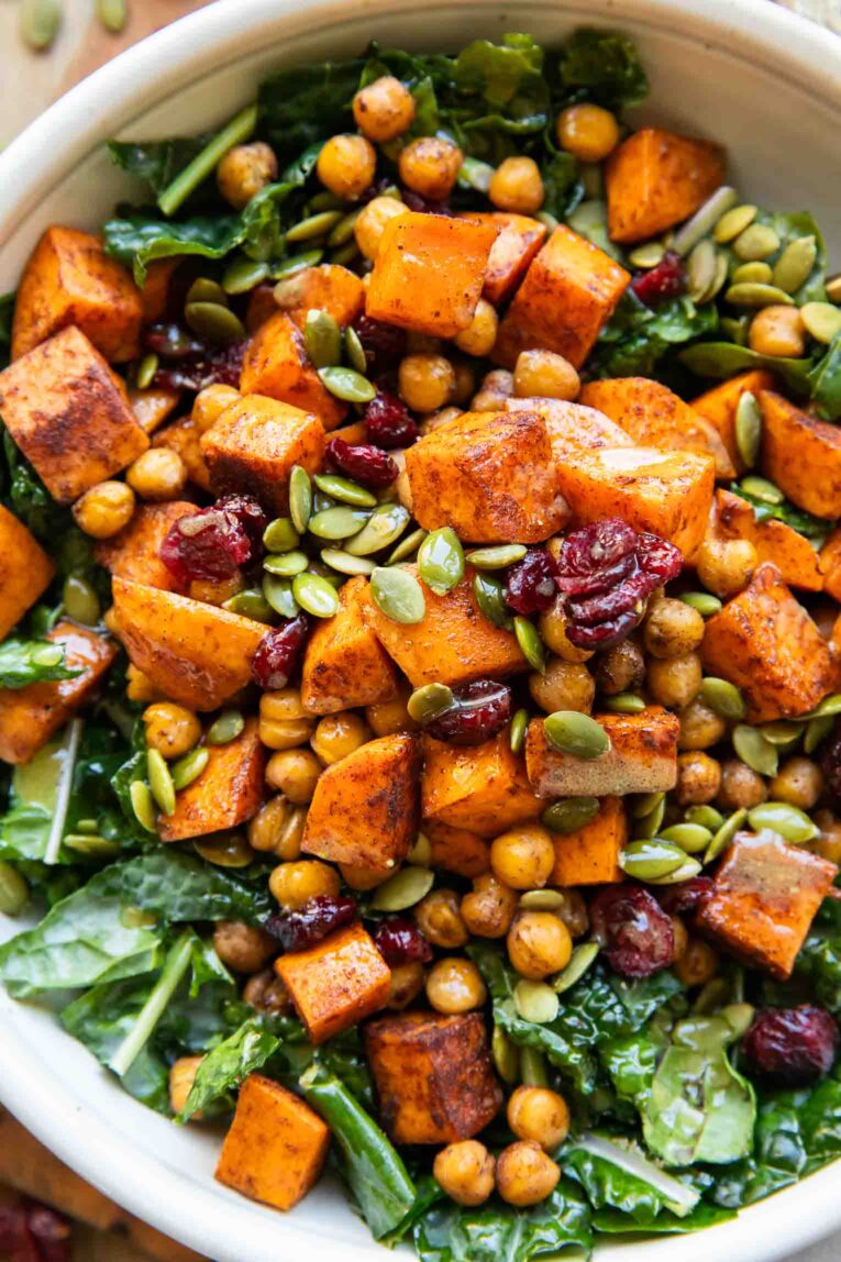 Close up of Winter Spiced Chickpea Power Bowls recipe.