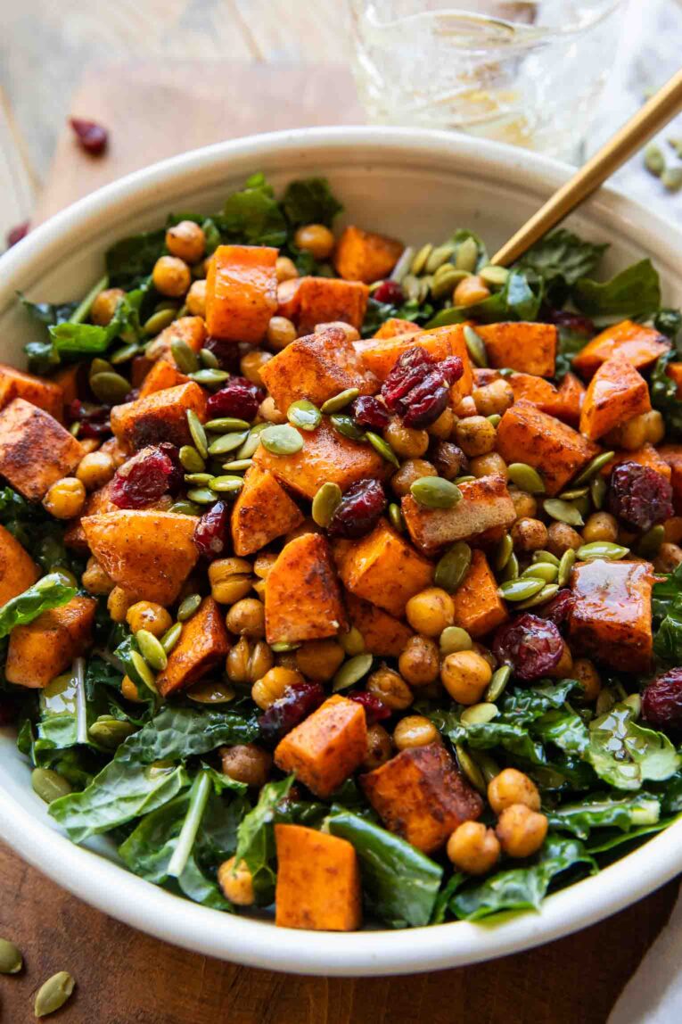 Angled photo of vegan power bowl.
