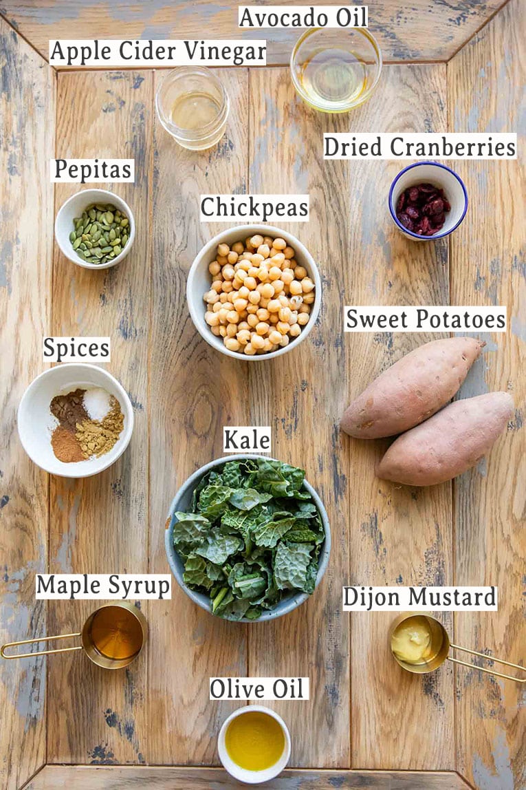Ingredients in vegan Winter Spiced Chickpea Power Bowls recipe.