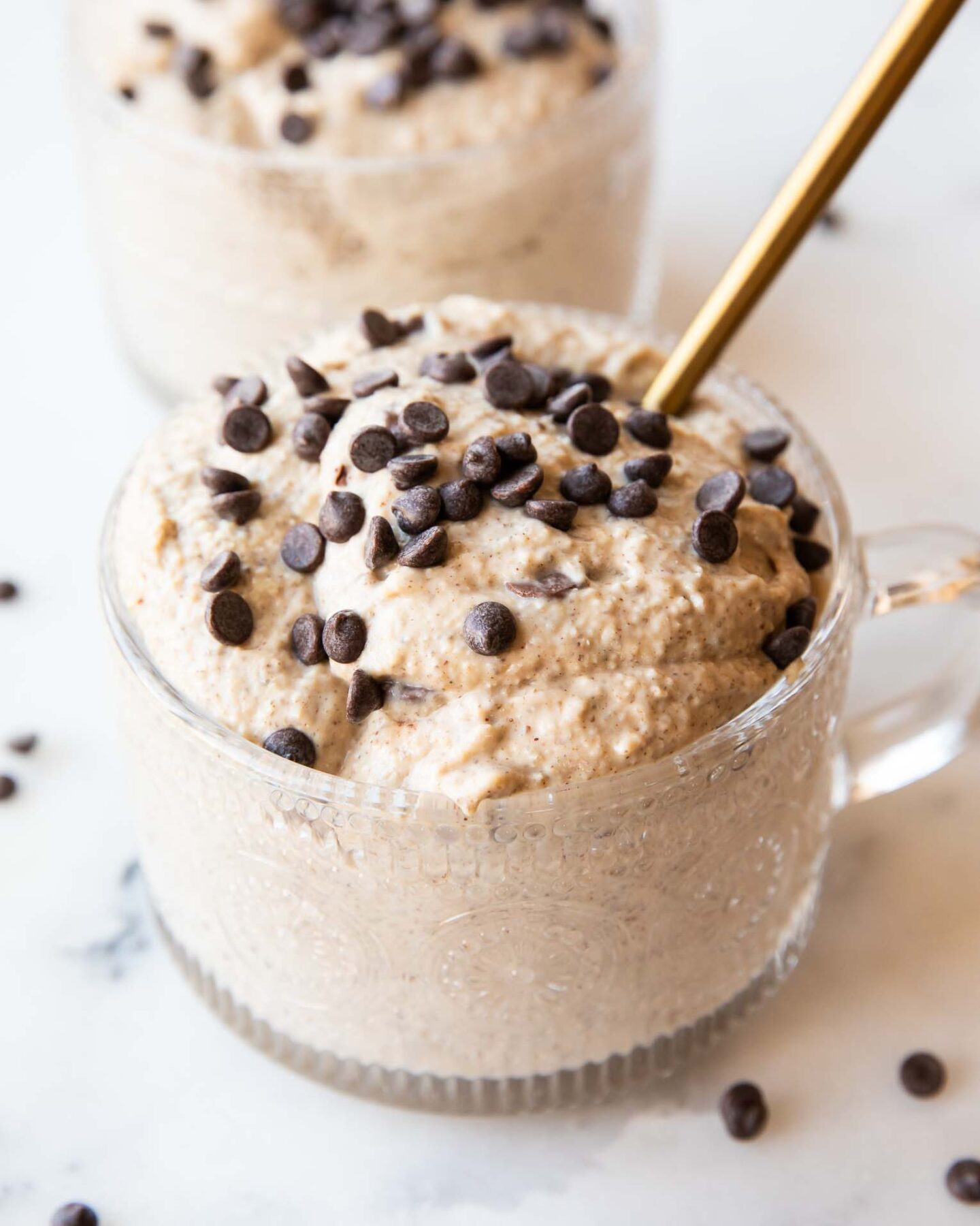 Angled photo of Cookie Dough Overnight Oats recipe.