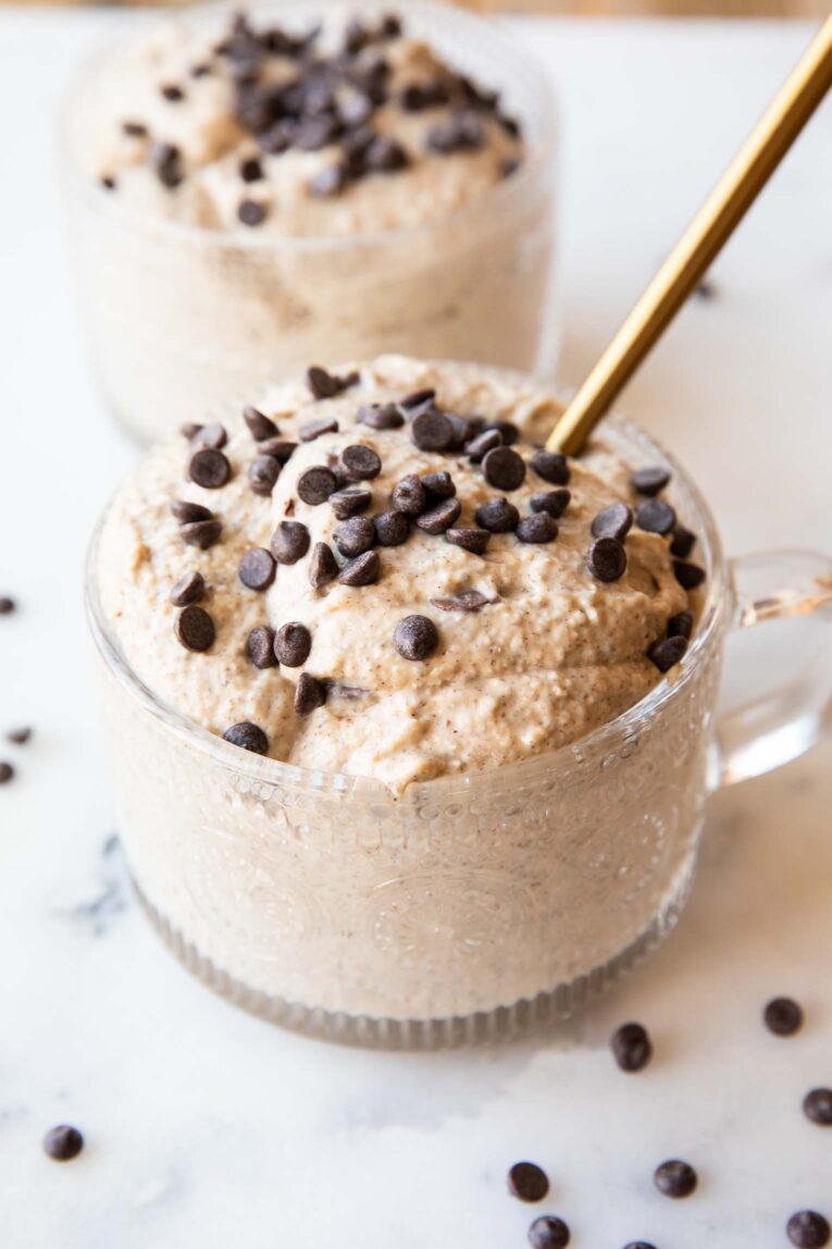 Angled photo of Cookie Dough Overnight Oats recipe.
