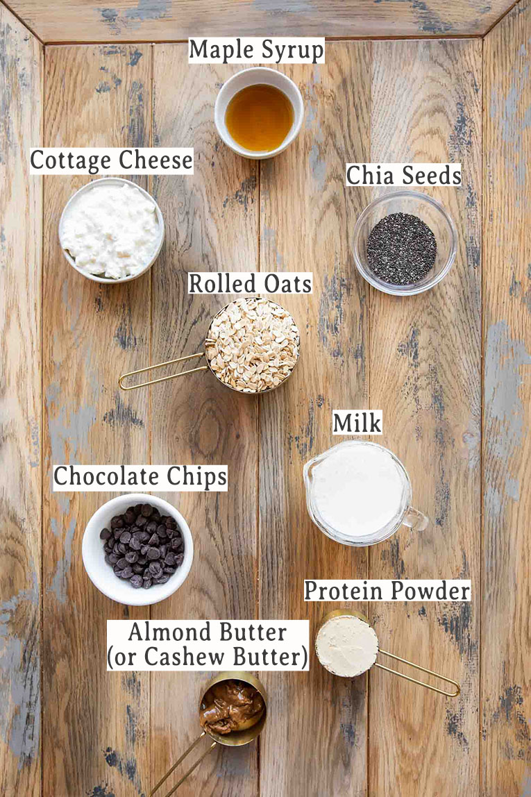 Ingredients for Cookie Dough Overnight Oats recipe.