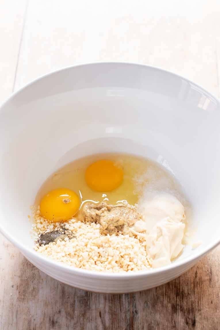 Salmon Patties mixture in a bowl.