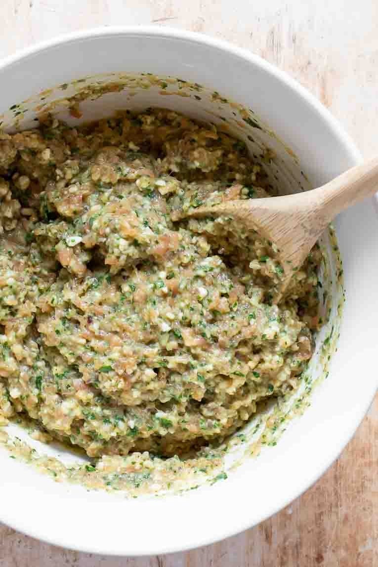 Salmon Patties mixture in a mixing bowl.