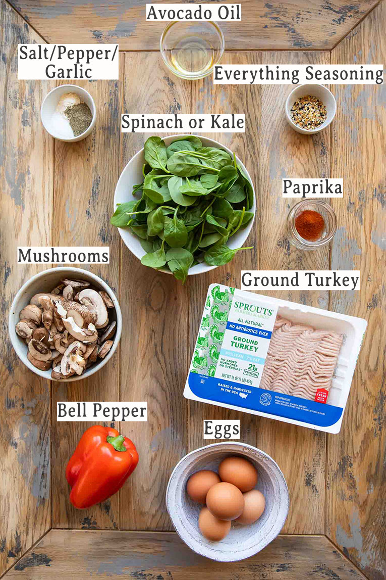 Ingredients for Whole30 Breakfast Casserole.