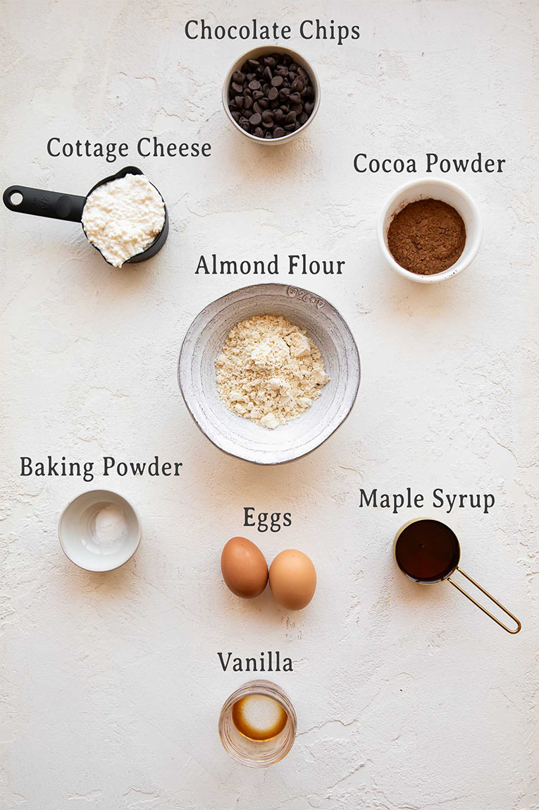Ingredients in Cottage Cheese Brownies recipe.
