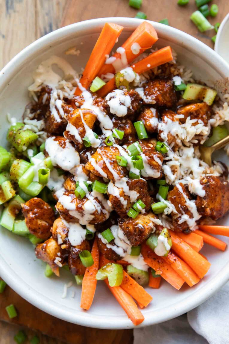 Top shot photo of Buffalo Chicken Bowls recipe.