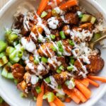 Close up of Buffalo Chicken Bowls.