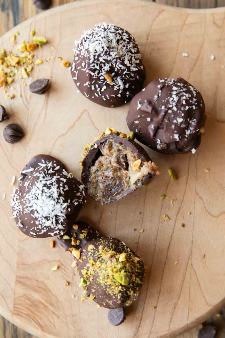 Salted caramel truffles and chocolate.