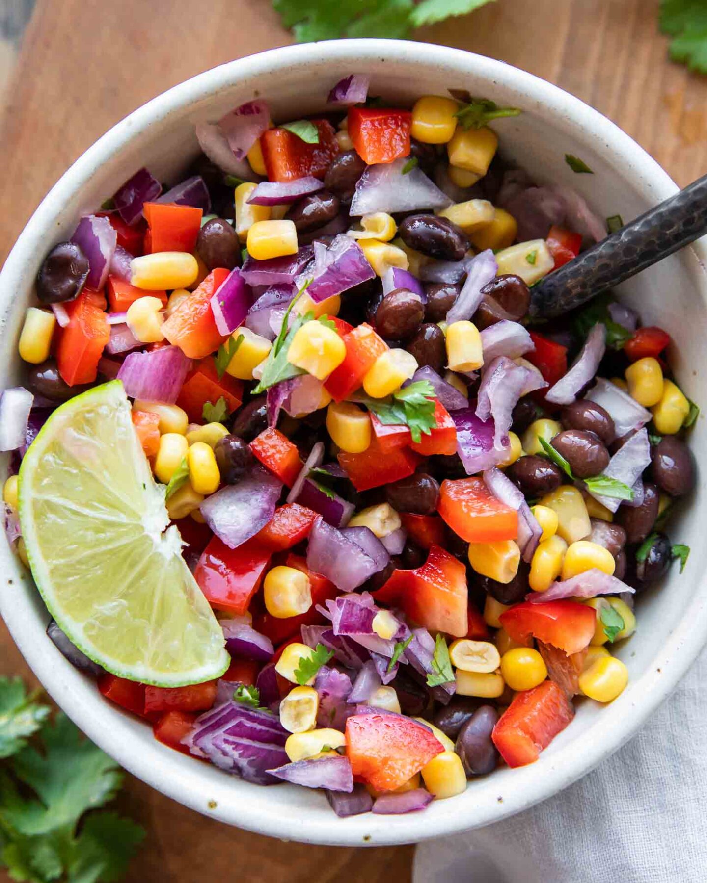 Close up of Black Bean Salad recipe.