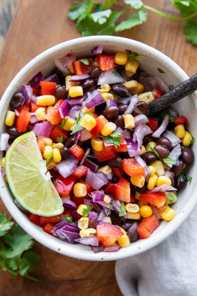 Close up of Black Bean Salad recipe.