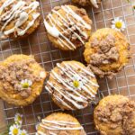 Carrot Cake Muffins with white chocolate topping.