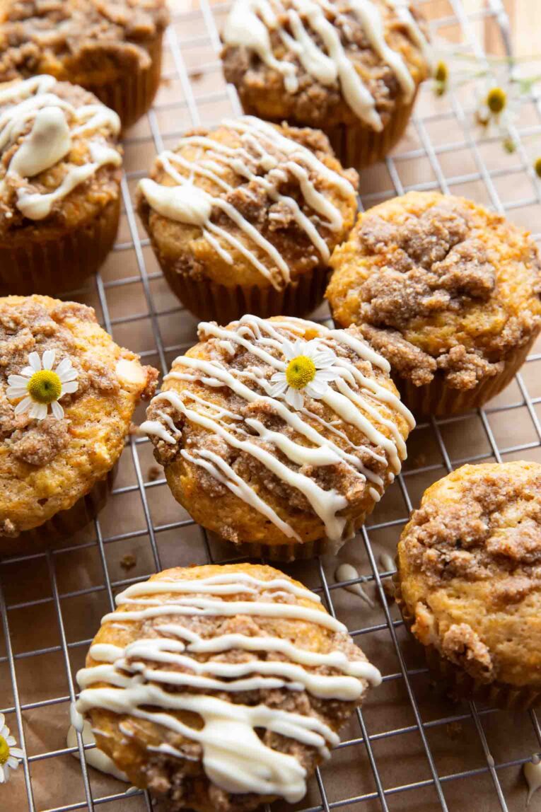 Angled photo of the best Carrot Cake Muffins recipe.