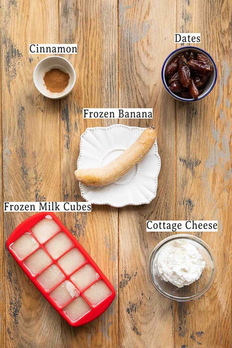 Ingredients for Date Shake recipe.