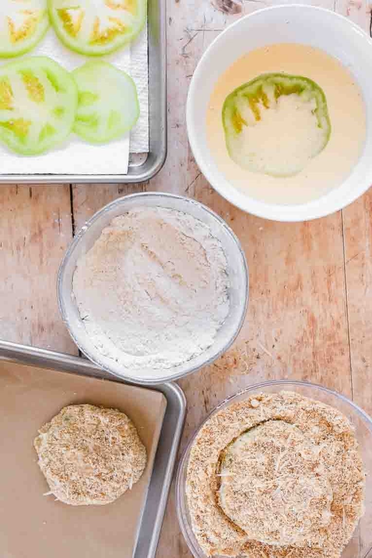 Dipping station for green tomatoes recipe.