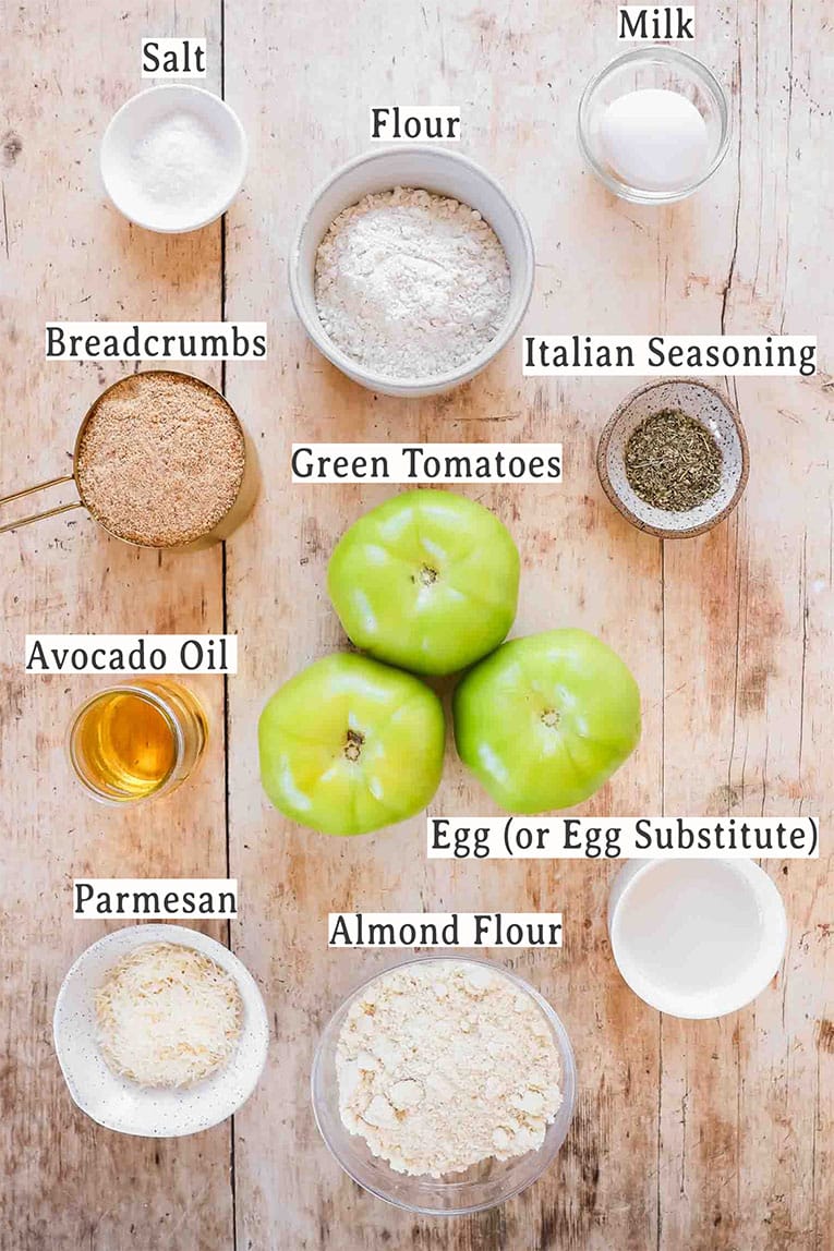 Ingredients for Fried Green Tomatoes recipe.