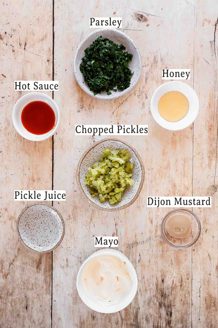 Ingredients for creamy dipping sauce.