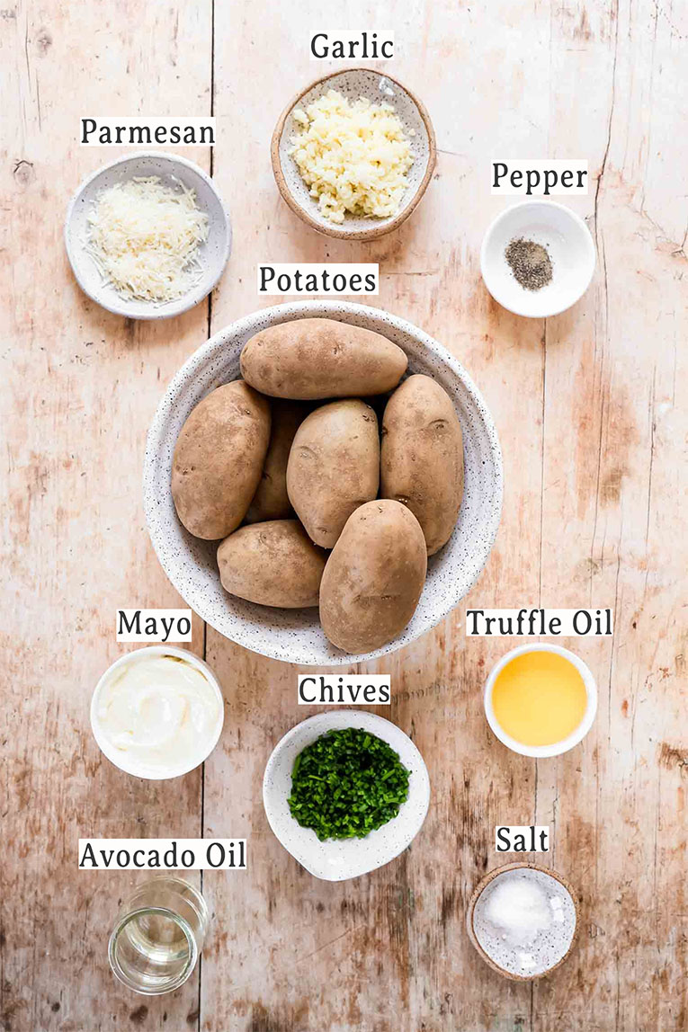 Ingredients for truffle fries recipe.