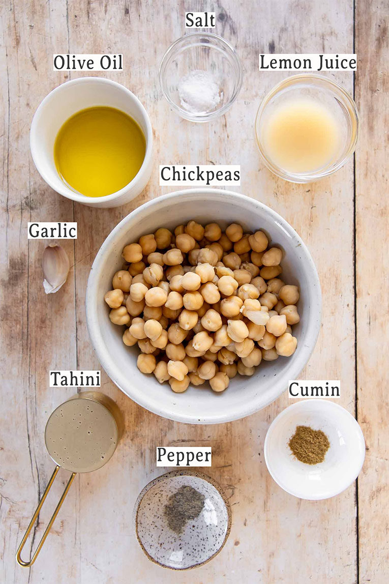 Ingredients for hummus recipe.