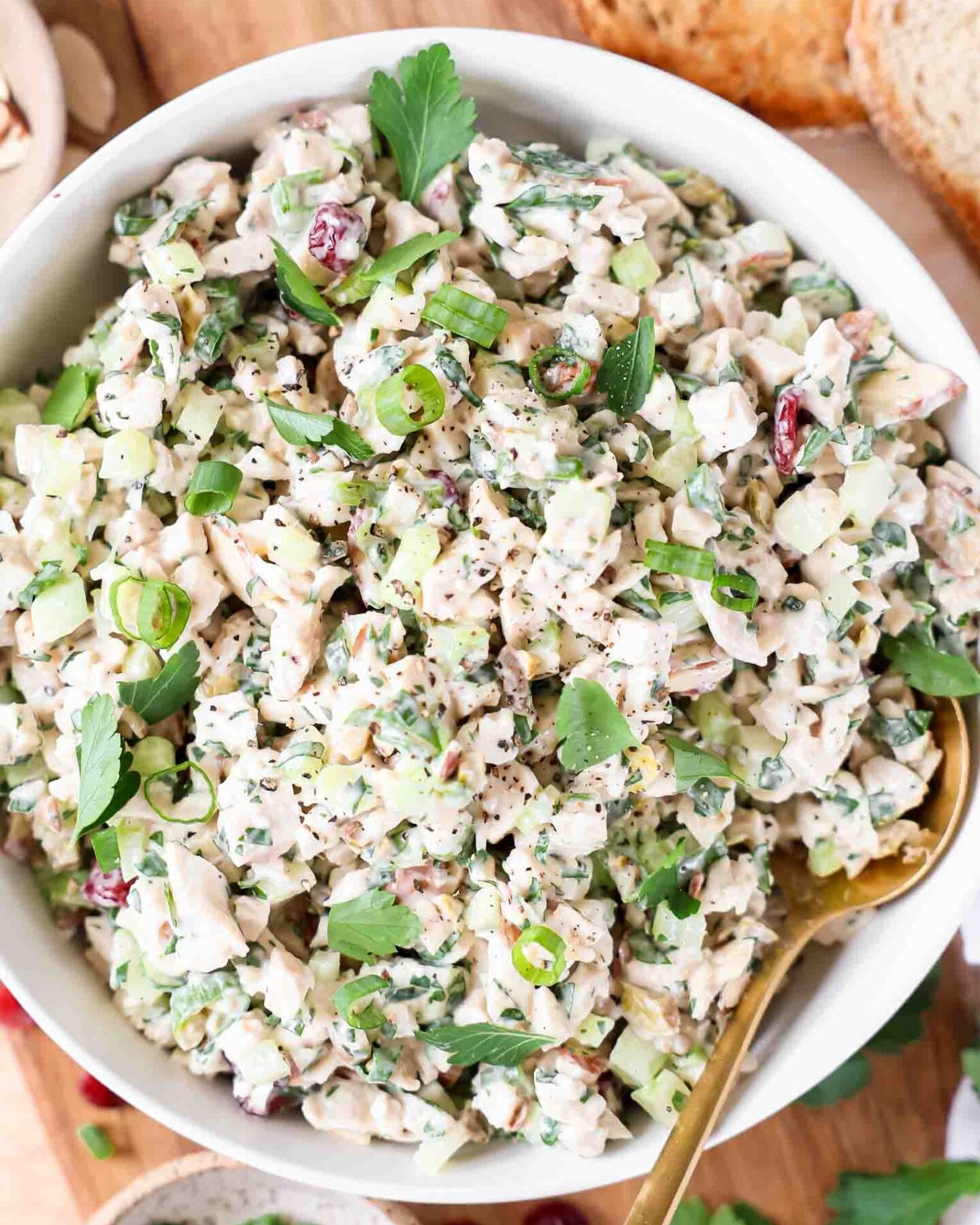 Top shot photo of Chicken Salad Recipe (easy and healthy) in a bowl.