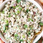 Top shot photo of Chicken Salad Recipe (easy and healthy) in a bowl.