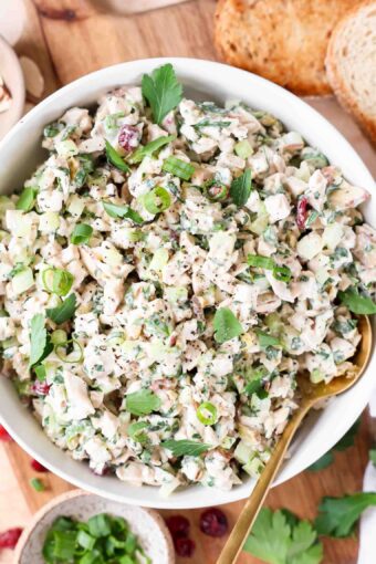 Top shot photo of Chicken Salad Recipe (easy and healthy) in a bowl.