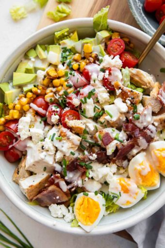 Close up of Chicken Cobb Salad recipe.