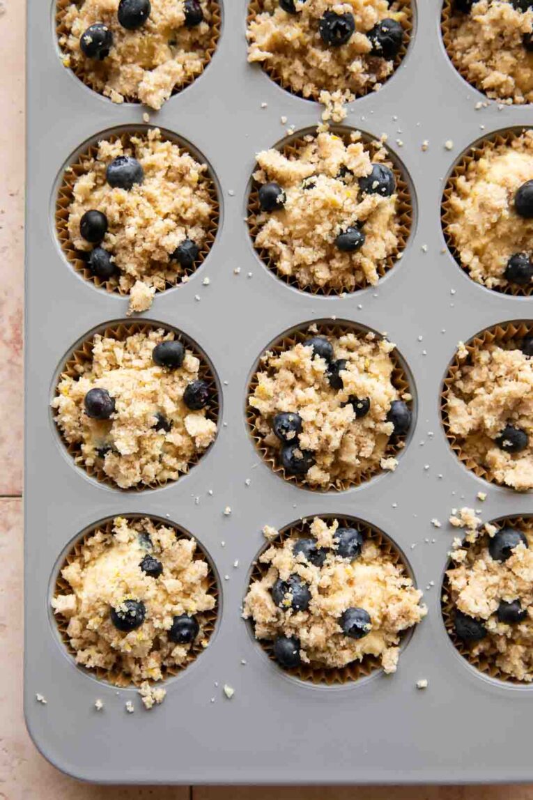 Lemon Cottage Cheese Muffins with streusel batter.