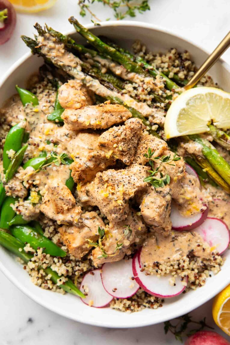 Top photo of Lemon Pepper Chicken Bowl recipe.