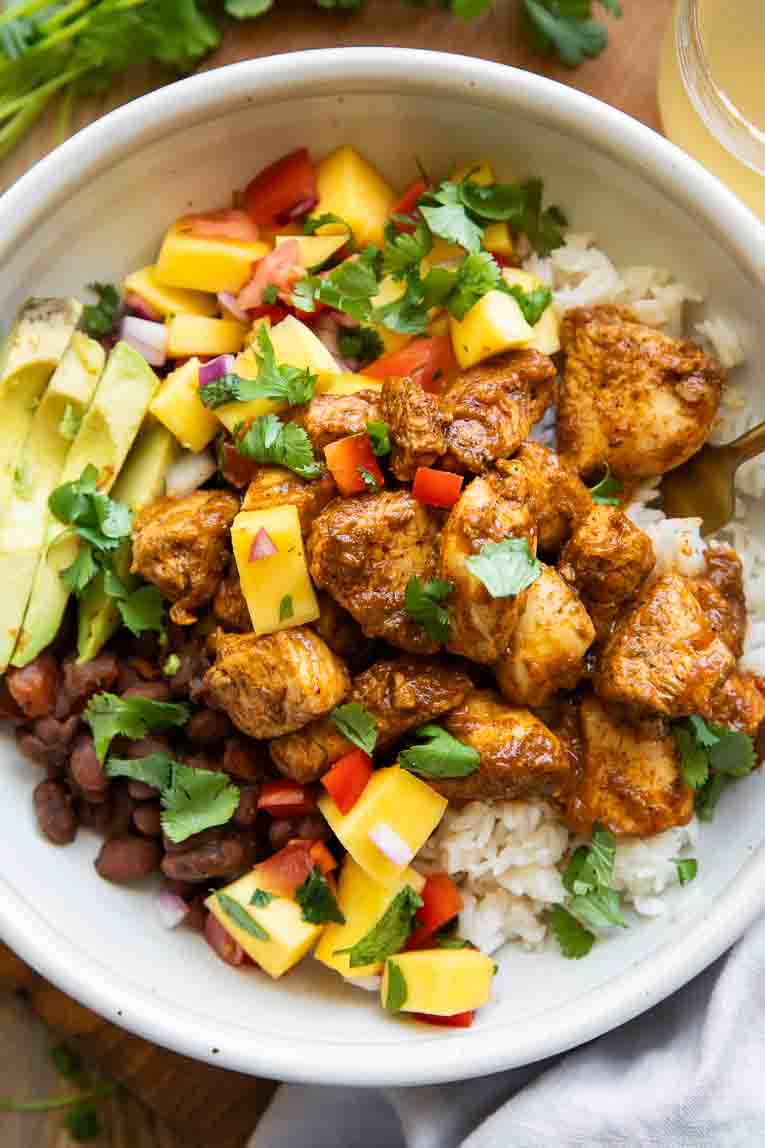Top photo of Mango Habanero Chicken Bowls recipe.