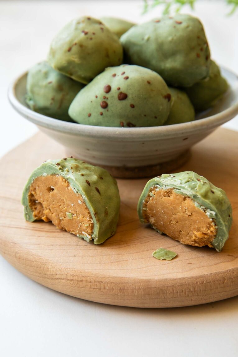 Homemade Peanut Butter Easter Eggs in a bowl.