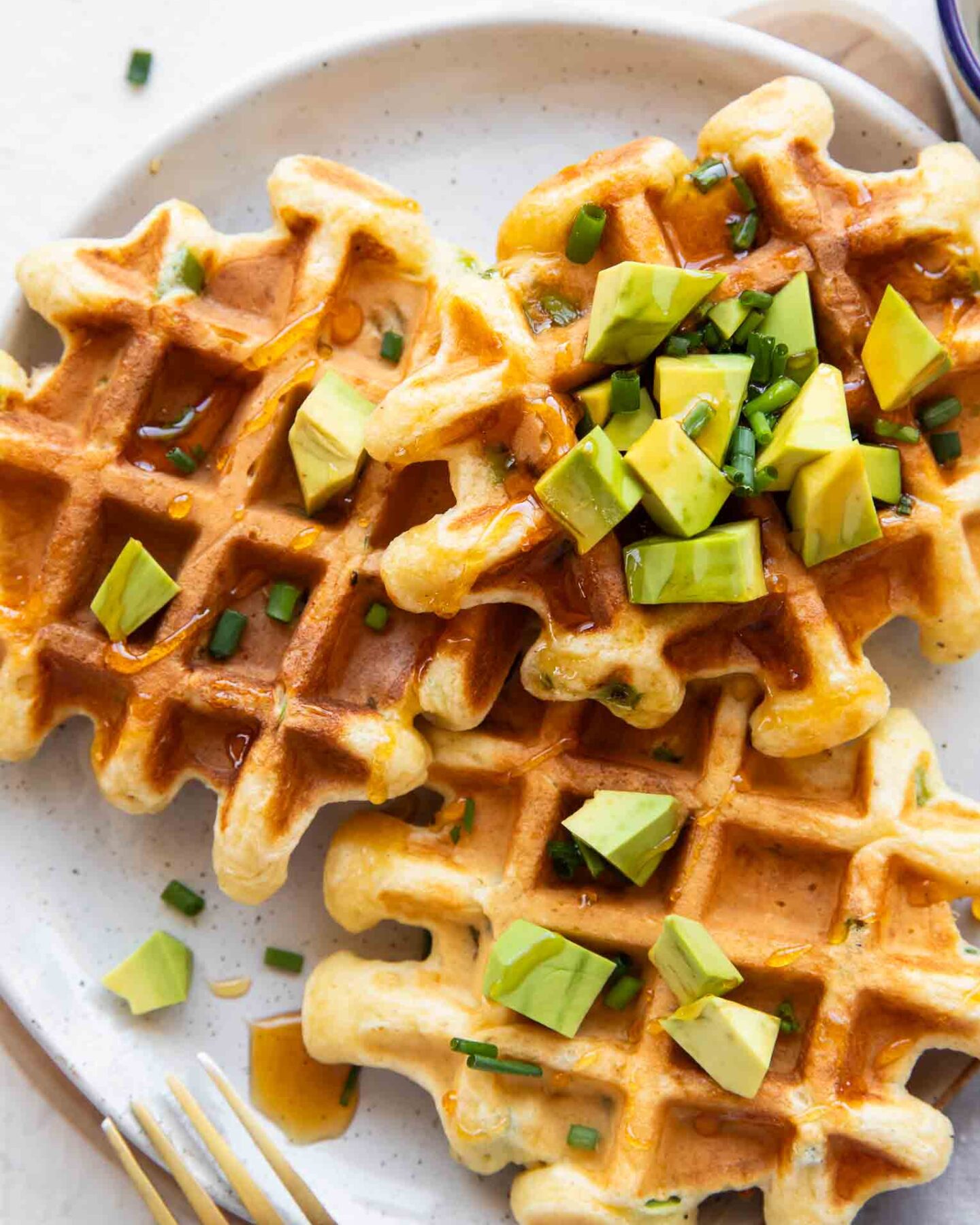 Close up savory waffles.