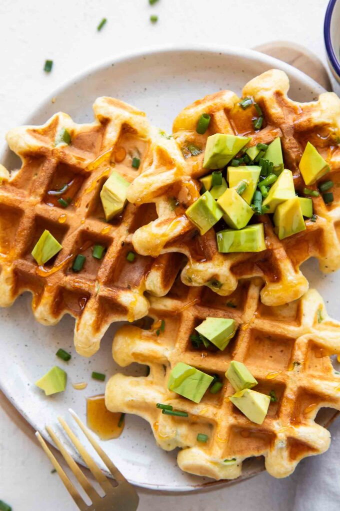 Close up savory waffles.