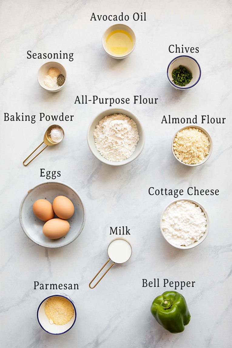 Ingredients for Savory Protein Waffles recipe.