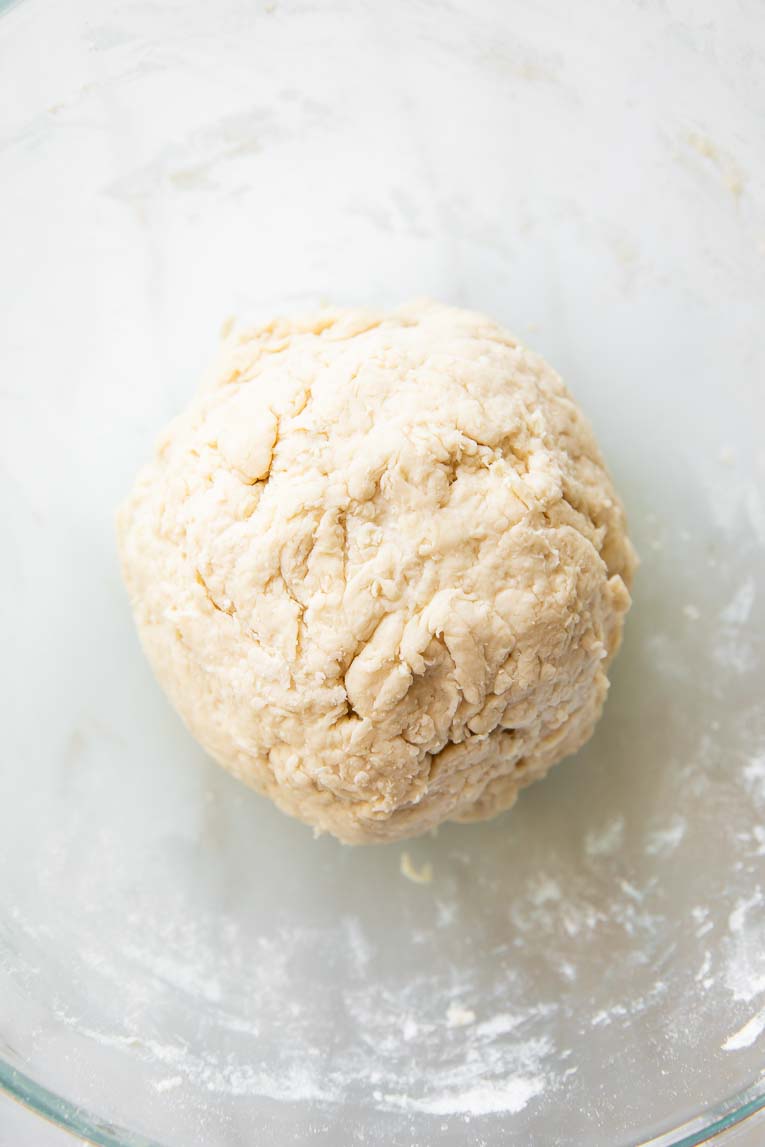 Cottage Cheese Cinnamon Rolls dough formed into a ball.