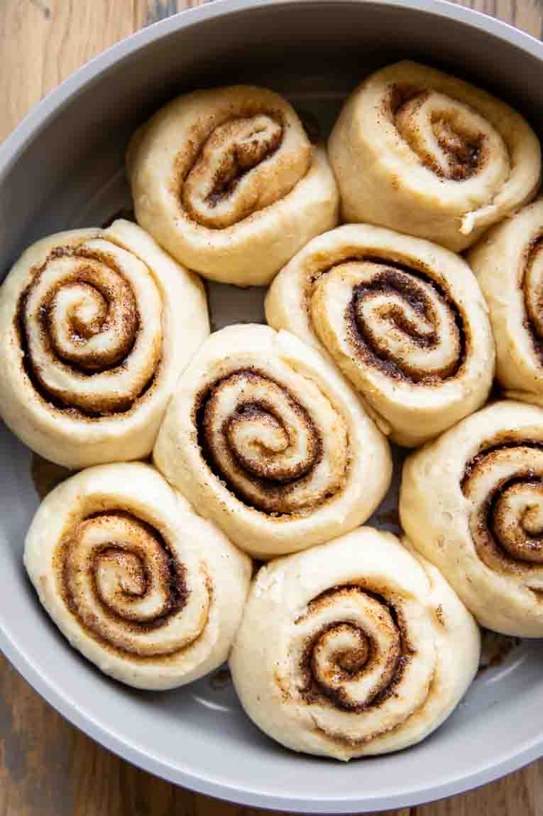 Freshly baked protein cinnamon rolls.