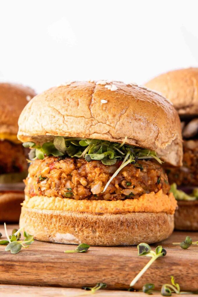 Across photo of Veggie Burger recipe.