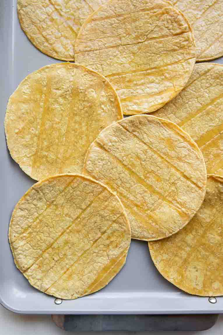 Corn tortillas being baked.