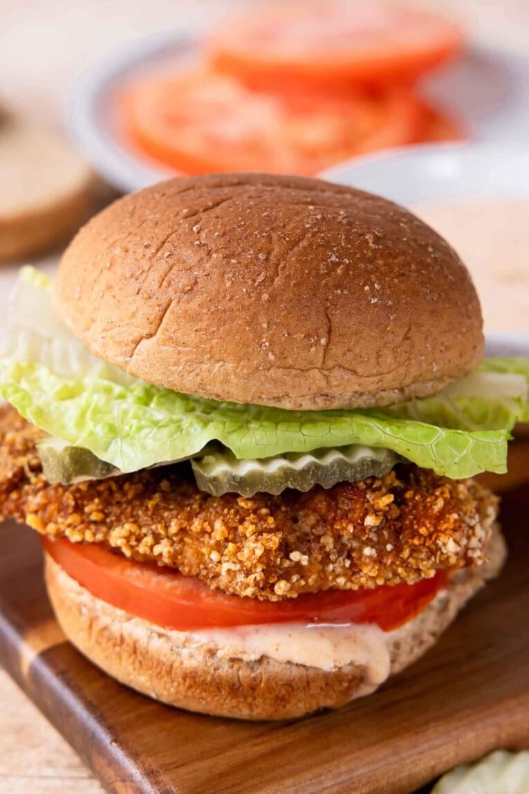 Angled photo of Spicy Chicken Sandwich recipe.